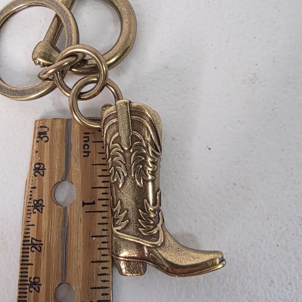 Tecovas Annie Cowboy Boot Keychain Brass Tone Western Boot Key Ring - Picture 3 of 4